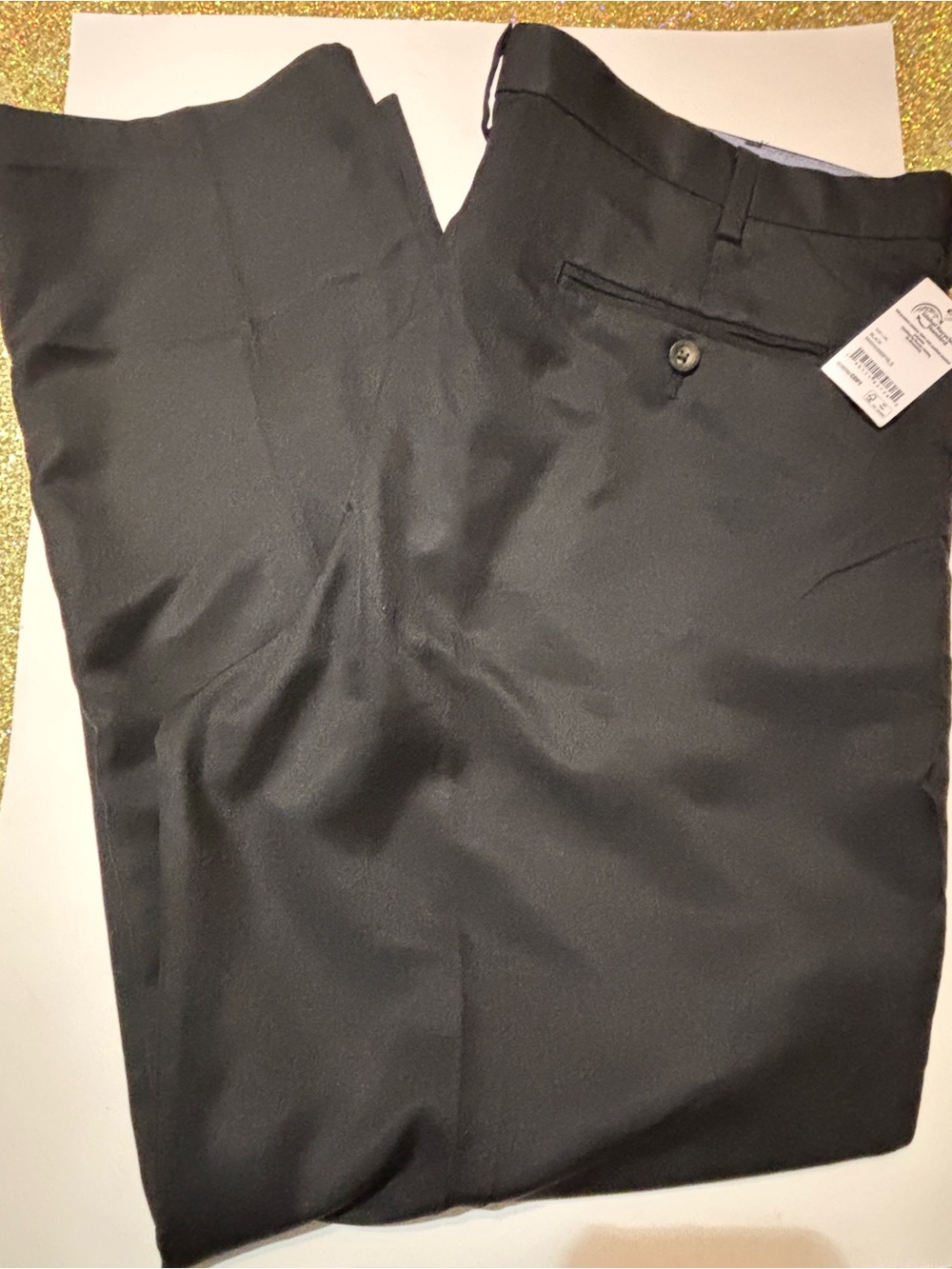 Amazon Essentials Black Dress Pants with Navy Waistband